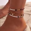 Set 3 Bucăți Anklete Boeme cu Mărgele de Orez pentru Femei Lanț de Picior Rotund cu Paiete Trend Vintage Accesorii Bijuterii pentru Plajă de Vară Picioare Goale