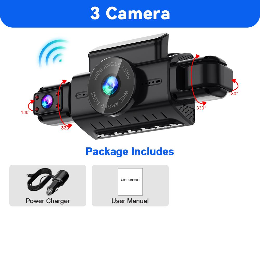 

4CH WIFI Dash Cam Front FHD 1080P for Car 360 DVR Camera 480P Left Right Rear 24H Parking Mode IR Night Vision APP Black box None
