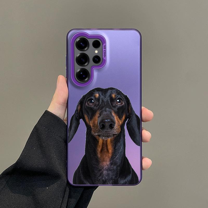 Color Phone Case For Samsung Galaxy S26 S25 S24 S23 S22 Ultra S20 S10 S21 FE 5G Plus Silver IMD Cover Dachshund Sausage Dog