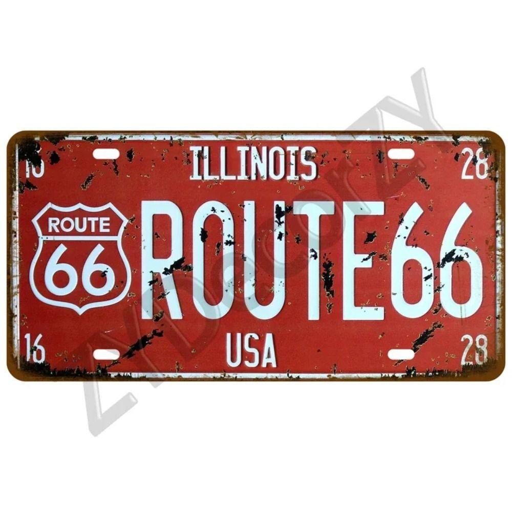 Vintage Route 66 Cars Metal Tin Sign Bar Club Tire Shop Decor