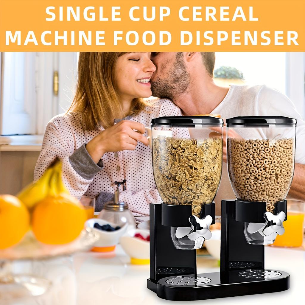 Dual Large Capacity Cereal Dispenser - Breakfast Cereal, Oatmeal, Snack, Rice, and Grain - Uncharged Cereal Machine