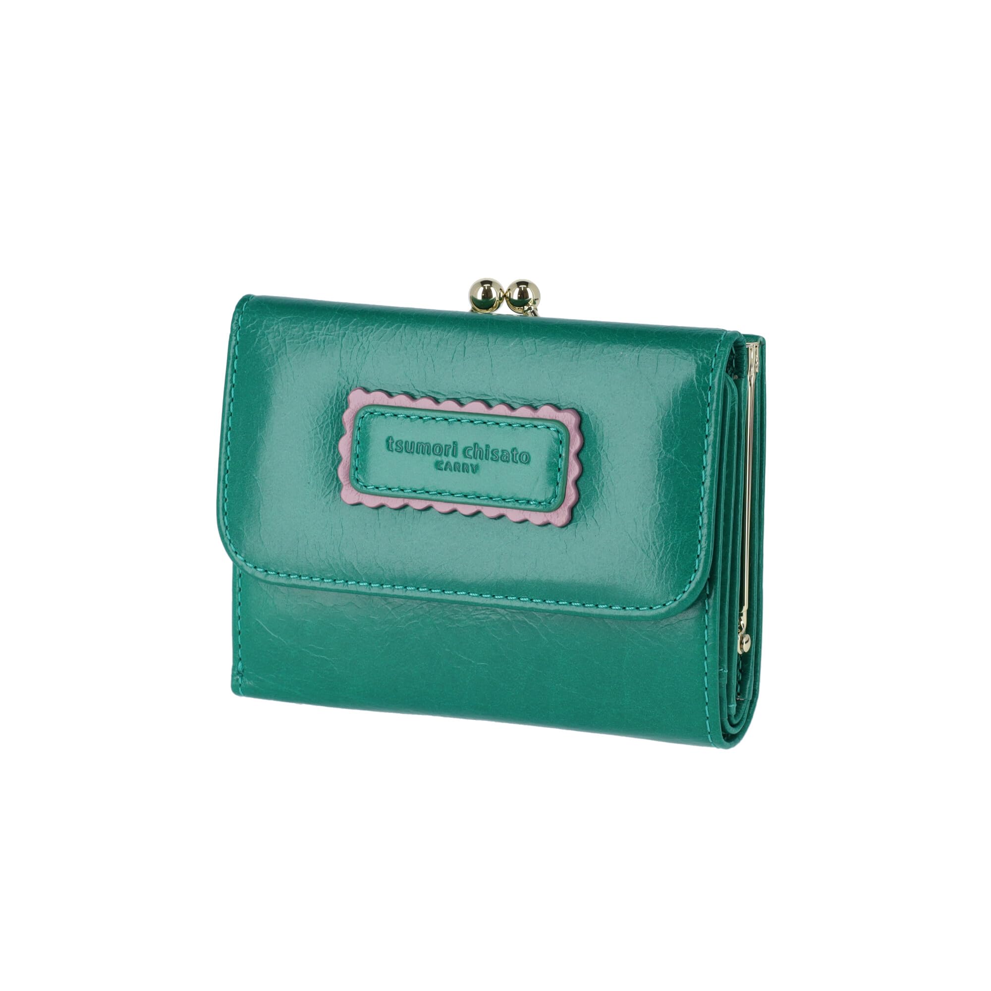 

Кошелек Tsumori Chisato со средним простым тройным клапаном, Кошелек, Двухцветный зелёный