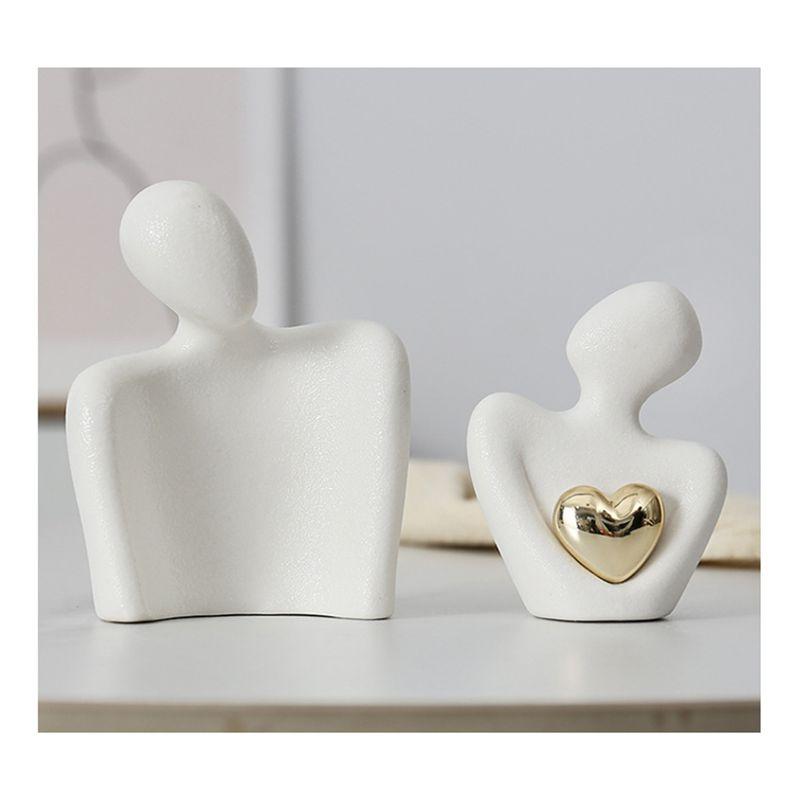 Mini Couple Statue Tv Stand Decor Home Decor Knick Knacks Couples Love Office Show Pieces White A