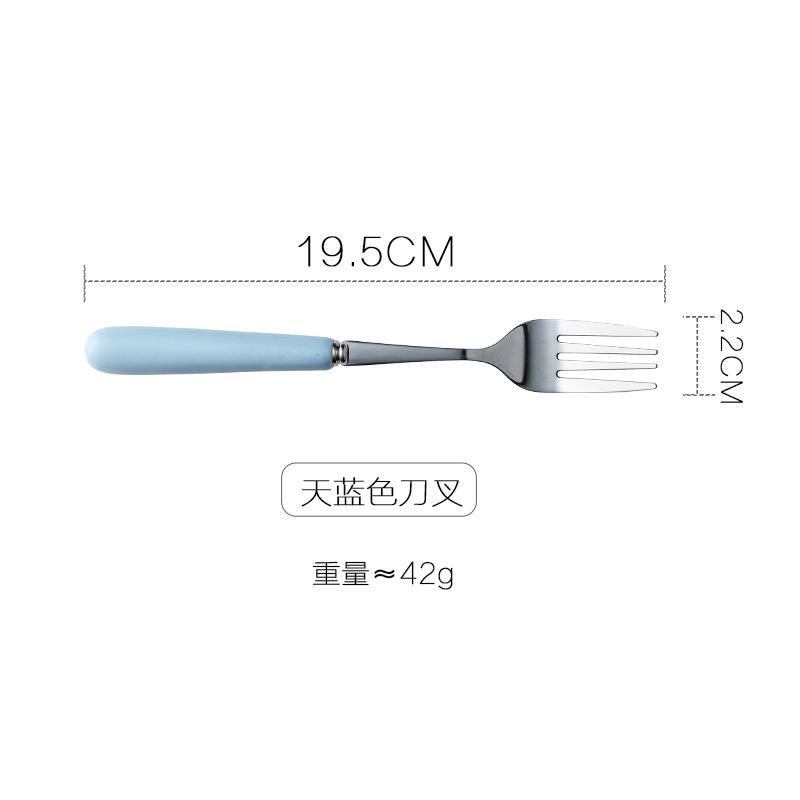 Clearance, Ceramic Handle Stainless Steel Rice Spoon, Ice Cream Spoon, Food Spoon, Small Household Spoon, Western Spoon, Steak Fork