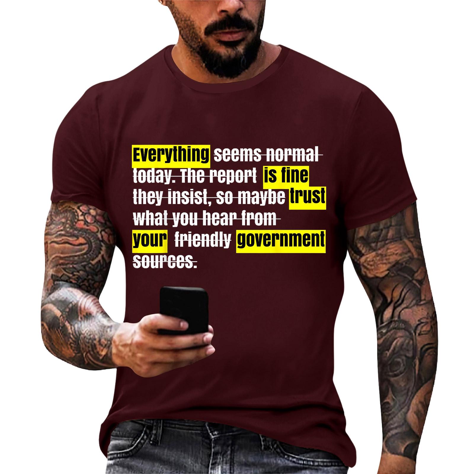 

Everything is Fine Trust Your Government Funny Humor Quote T-Shirt XL