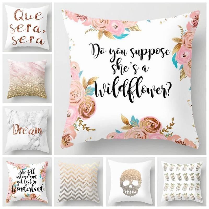 Modern Minimalist Cotton Cartoon Letter Cushion Cover Soft Peach Skin Plush Pillow Cover