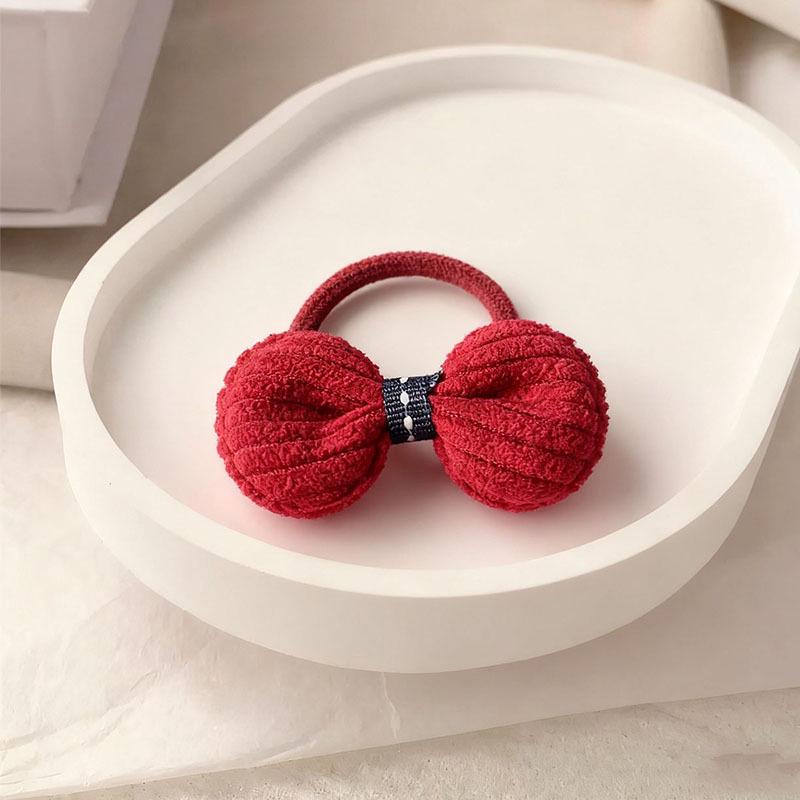 Non-damaging Little Red Flower Elastic Hair Tie for Girls - Ponytail Rubber Band & Headwear