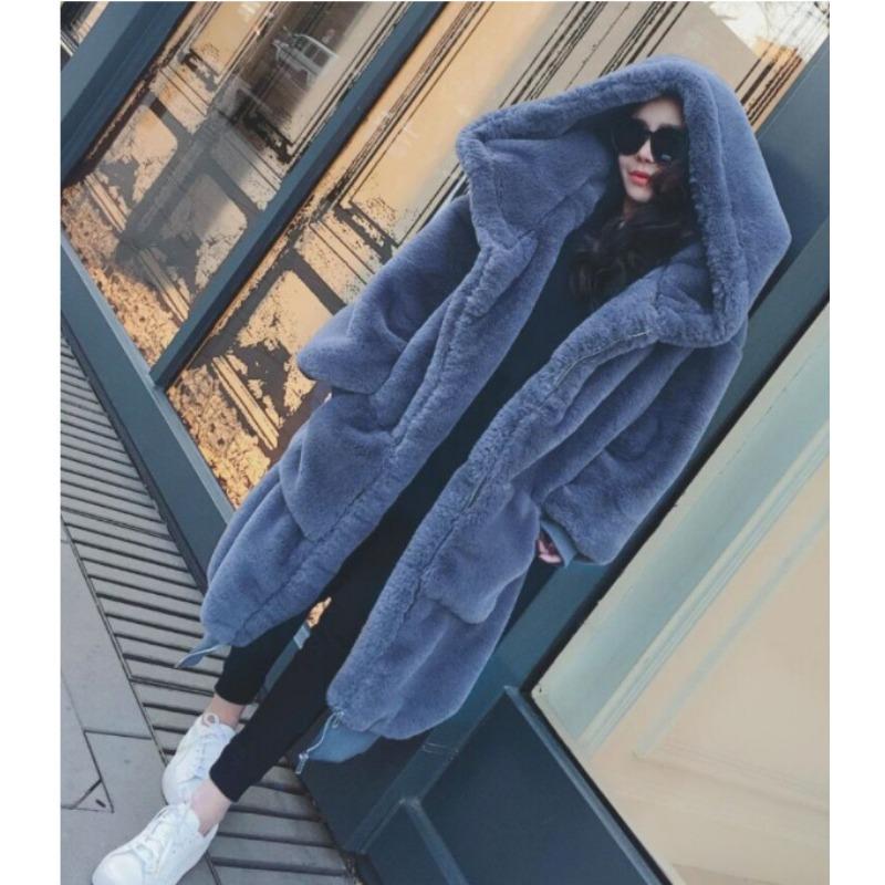 Winter plush imitation fur coat women's new loose and thickened imitation rabbit fur coat medium and long cotton clothes