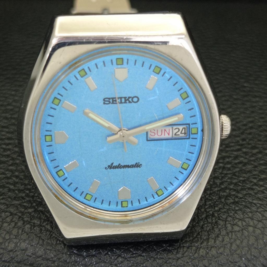 AUTOMATIC VINTAGE SEIKO JAPAN 6309A MENS SKY BLUE COLOR DIAL WATCH a701249-5 R206a-a701249