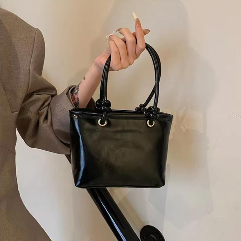 PU Leather Vintage Crossbody Bag Elegant Ladies Bucket Bag Minimalism Square Shoulder Bag  Girls