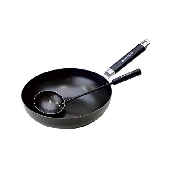 

Yoshikawa Kinya Komoda Iron pot 28cm Chinese ladle set Compatible with IH and open fire Made in Japan Tsubame Sanjo KO0025 & чёрный