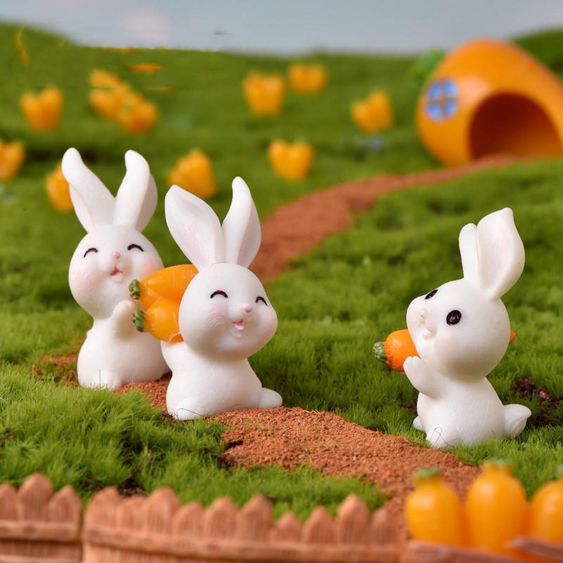 Adorable Chinese Style Rabbit House Garden Resin Decoration