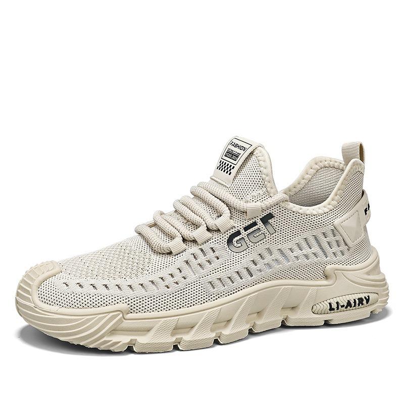 

Men s Shoes Spring and Summer Men s Mesh Breathable Casual Tooling Shoes Outdoor Sports Running Shoes 39 бежевый