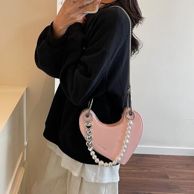 Niche Design Bag Women's New Summer Chain Messenger Bag Peach Heart Bag