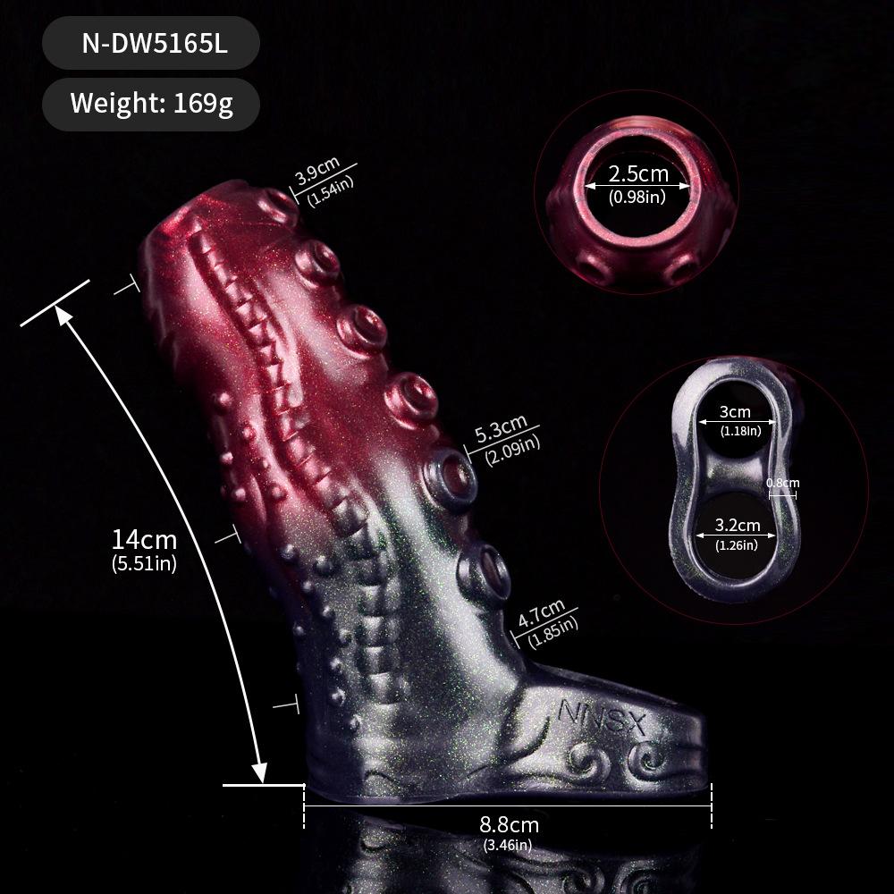 Penis Sleeve with Cock Ring, Male Sex Toys Enhance Male Stamina, Reusable Penis Extender, Stretchy Silicone Ring for Enlargement and Prolongation