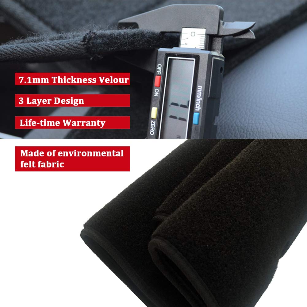 HanLanKa Dashboard Cover for Chevrolet Chevrolet Silverado 1500 LTZ GMC Yukon Premium Black Suburban/Tahoe (2007-2014), Avalanche, (2007-2013),