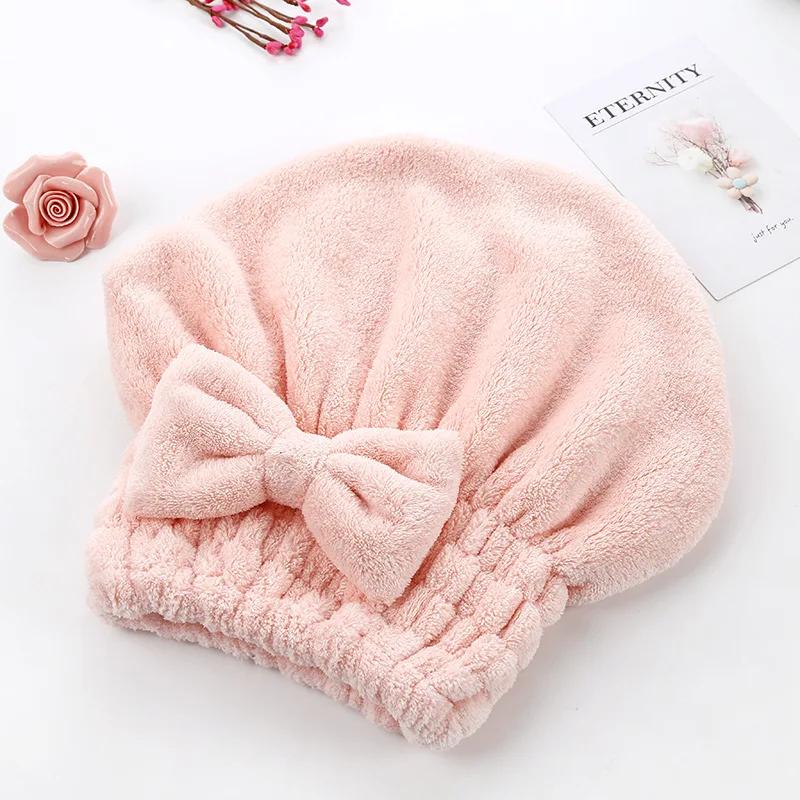 Turban Head Magic Microfiber Hair Drying Towel Super Absorbent Hair Dry Wrap With Button Soft Bath Shower Cap Lady
