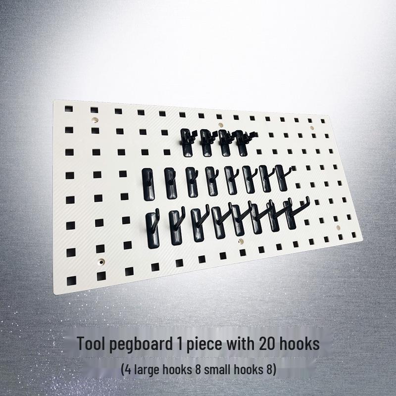 Pegboard Plastic Tool Organizer: Hanging Board for Car Wash, Hardware, Power Tools, and Storage Display.