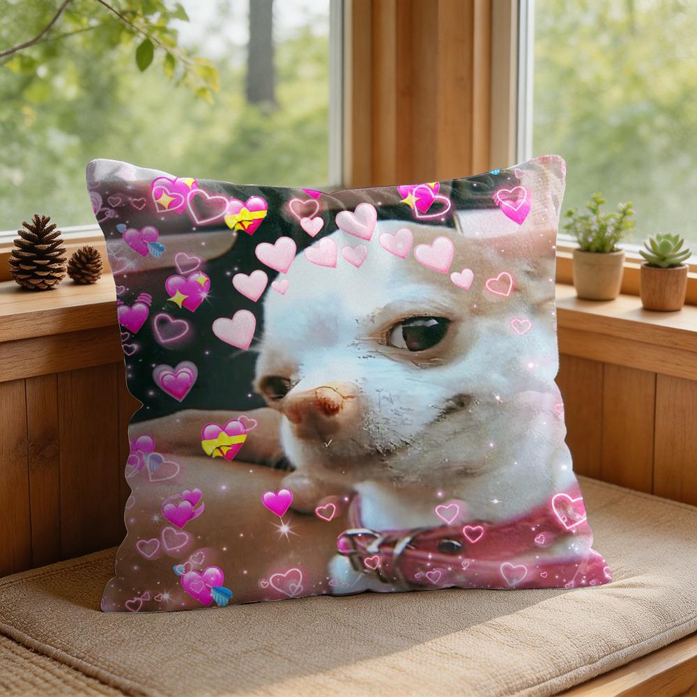 Cute Cat Dog Kawaii Gift Cushion Cover Square Short Plush Pillow Case Living Room Sofa Home Decor Funda X