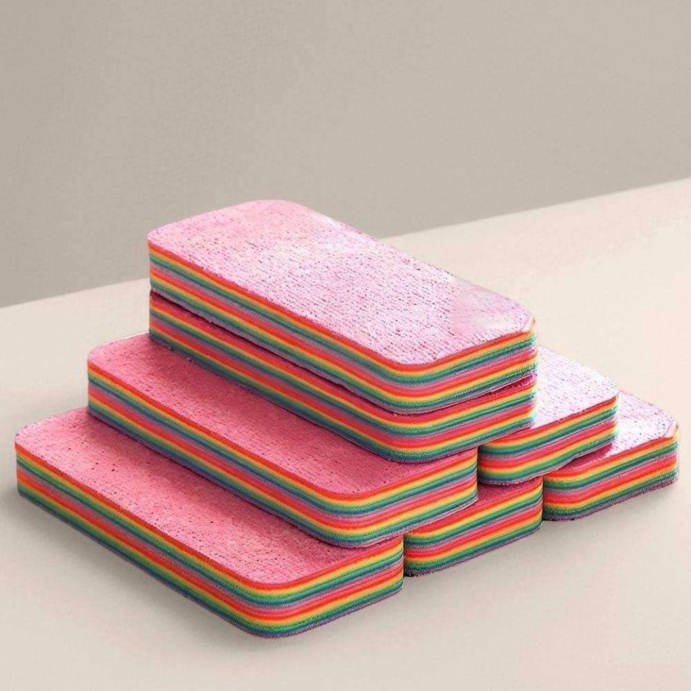 Strong Absorbent Dish Towels Non-stick Oil Scouring Pad Rainbow Colors Wipe Cloth Kitchen Use