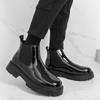 Large Size Chelsea Boots High Top Men's Shoes Platform Leather Shoes Men's Autumn and Winter Men's Big Head Men's Boots Foreign Trade Martin Boots
