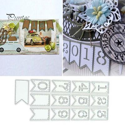 Pochoir de découpe en forme de bannière de chiffres pour bricolage, scrapbooking, gaufrage, carte en papier, moule artisanal