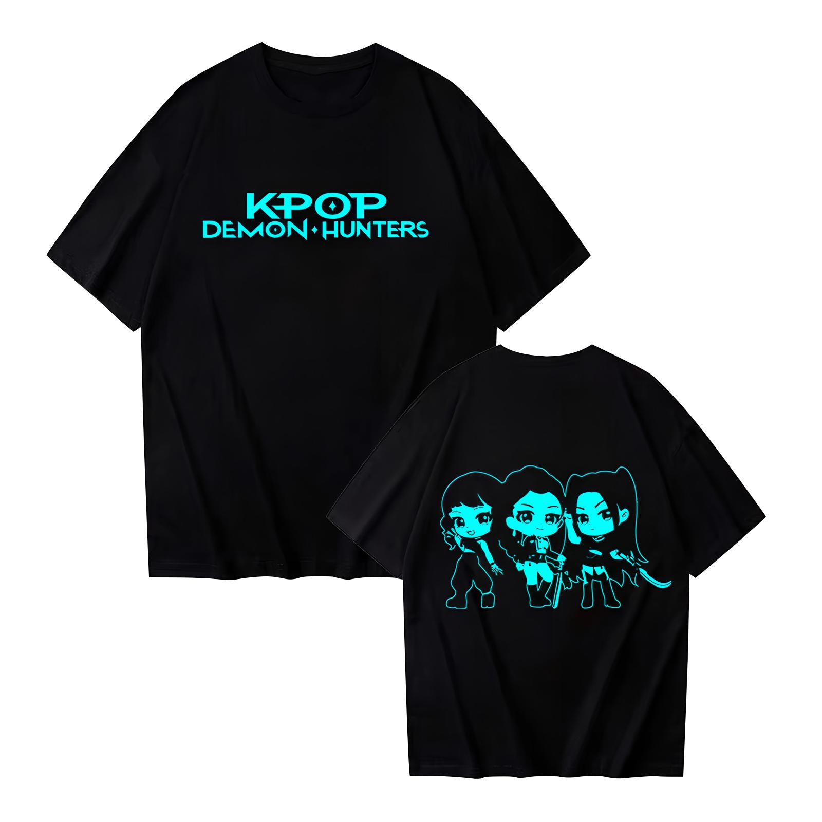 

Women s Casual Cotton Luminous Print T-shirt Round Neck Pullover Short Sleeve Top XXL