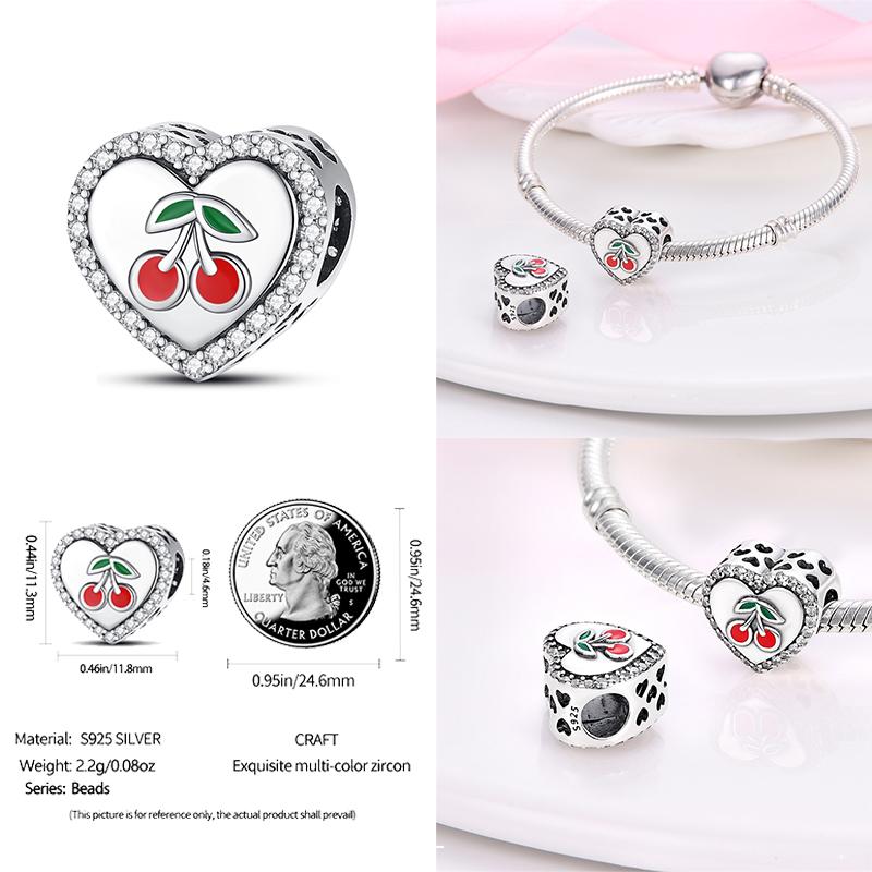 Copper Strawberry Cherry Boutique Pendant Charms Fit Originalbracelet Charm Bead Necklace Diy Female Jewelry