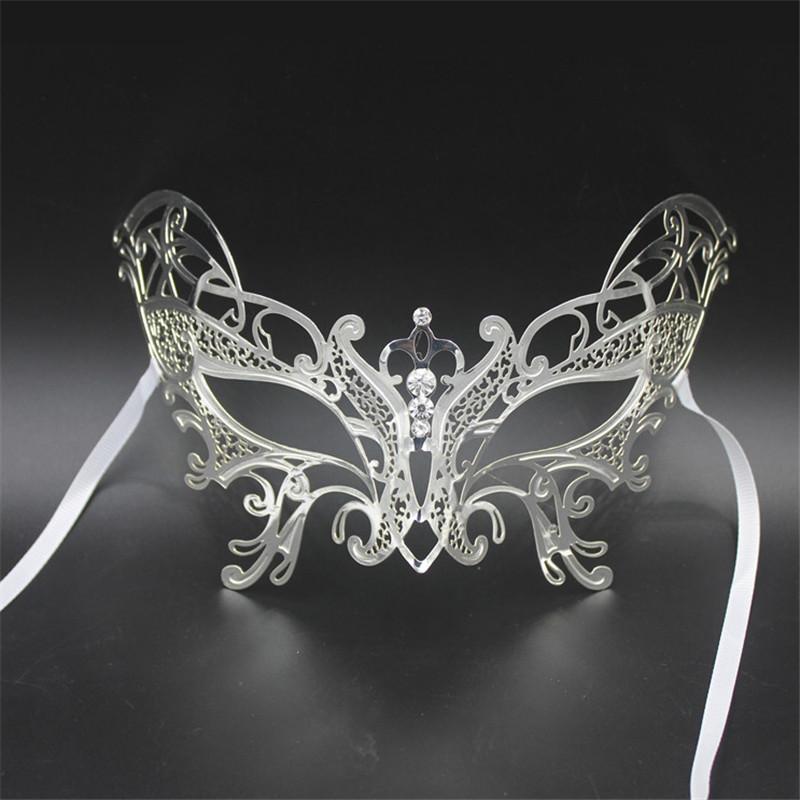 Metal Laser Cut Silver Gold Wedding Party Mask Women Butterfly Costume Venetian Filigree Black Cosplay Party Masquerade Mask