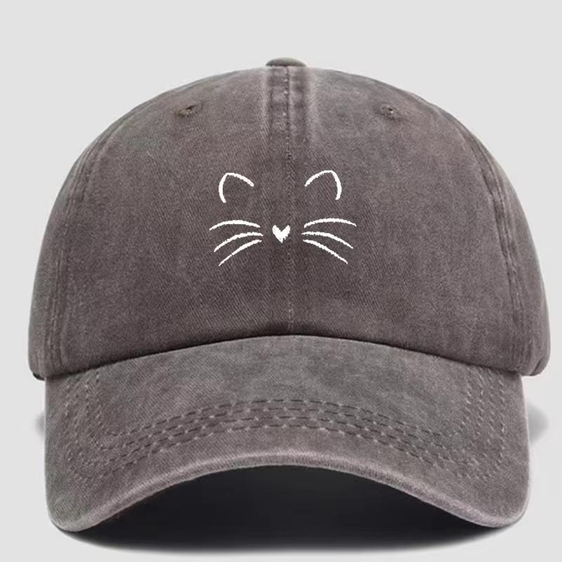 Cat Baseball Cap for Unisex & Women Lightweight Sun Protection Hat with Curved Brim Casual Outdoor Hat in Black