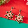 Shiny Snowflake Stud Earrings  Zircon Pearl Dangle Piercing Drop Earrings Long Tassel Earring Christmas Gifts