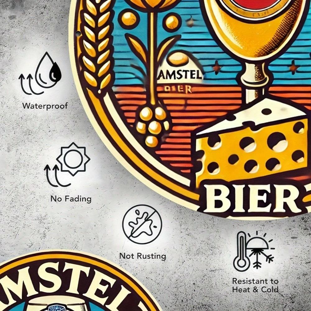 Vintage Amstel Bier Tin Sign 8x8 Retro Aluminum Wall Art for Home Bar Pub Decor