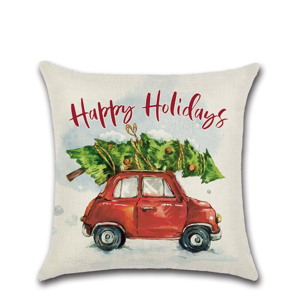 New Christmas Pillow Cover Elk Snowman Linen Sofa Pillow Household Products