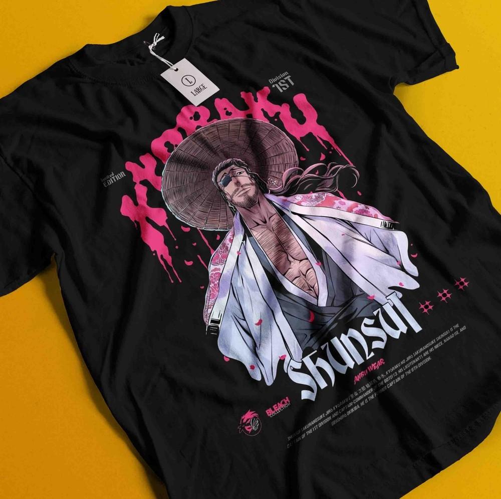 

Кёраку Сюнсуй Рубашка Bleach Аниме Футболка Айзен Футболка Ичиго Банкай Игвах Футболка 4XL