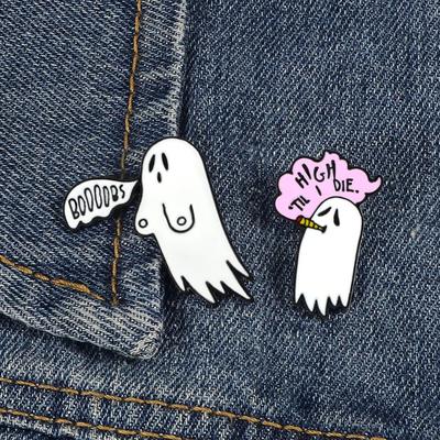 Avrupa ve Amerikan Cadılar Bayramı Hayalet Broşu: 'BOO' Sigara İçen Harf Rozeti