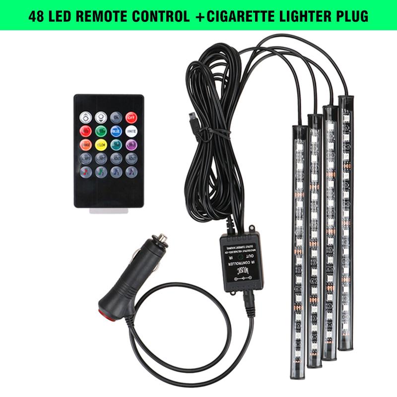 4 In 1 Car Foot Led Lights 72 LED Auto Interior Atmosphere Lamp With App Remote Rgb Auto Neon Ambient Light Car
