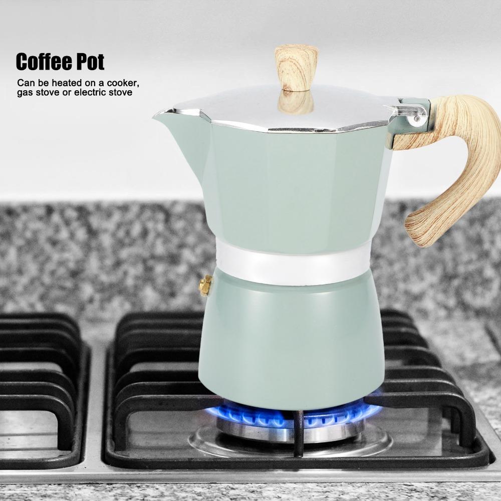 Durable Aluminium Stovetop Coffee Maker Octagonal 3 Cup Coffee Pot Portable 150ML Moka Pot Italian Coffee
