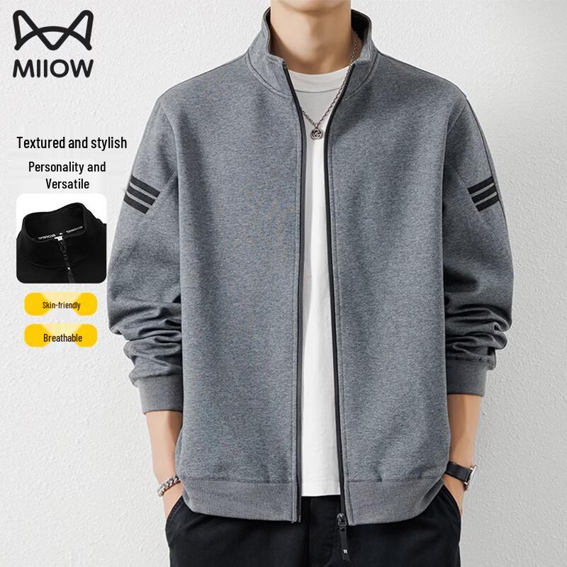 MiiOW Men s Stand Collar Sporty Sweatshirt Jacket 4XL