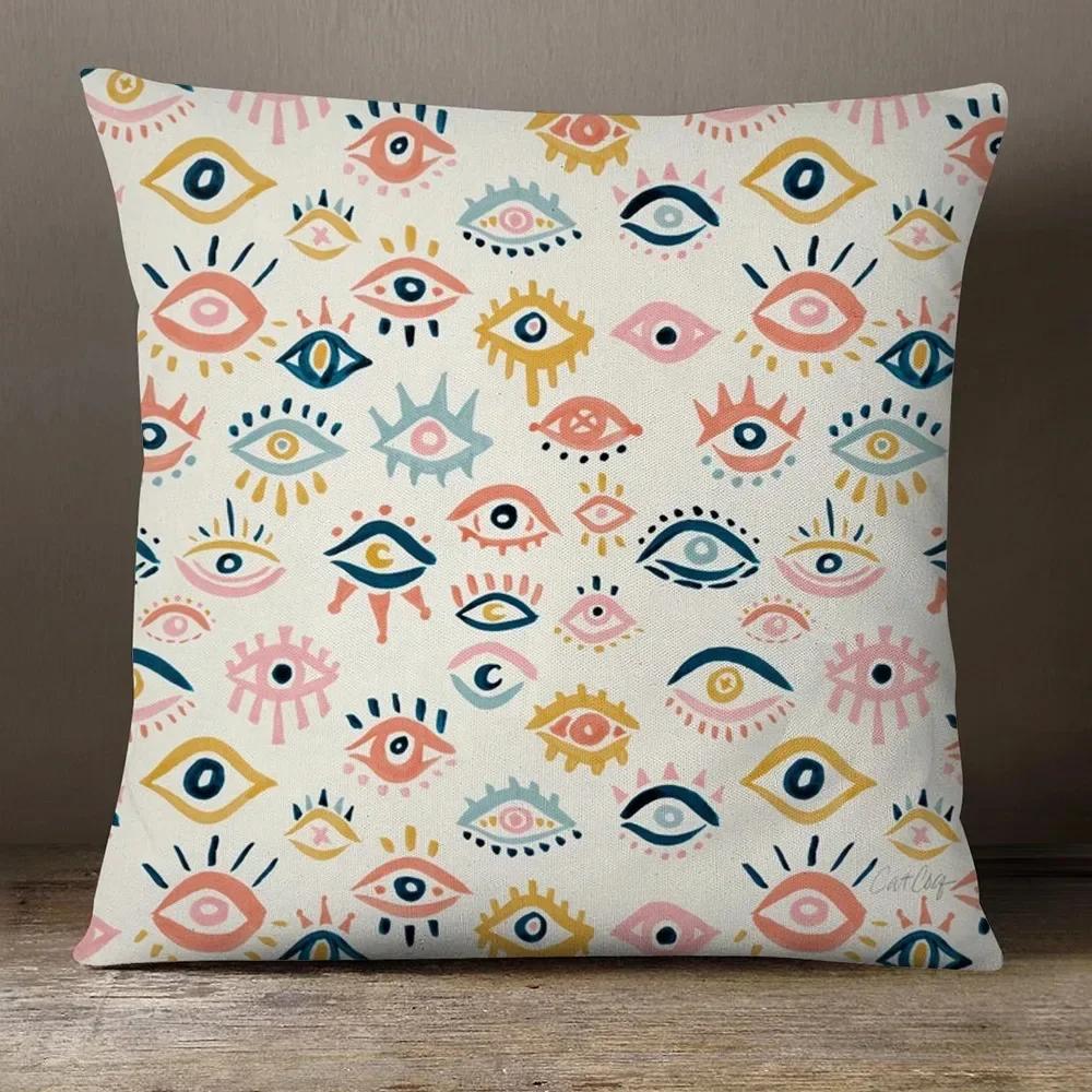 Evil Eye Hamsa Hand Cushion Covers Middle East Fortune Amulets Print Decorative Sofa Throw Pillow Case