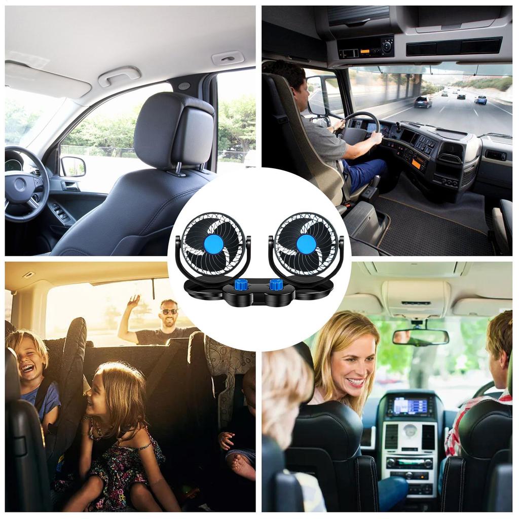 Wentylator na fotel samochodowy 12V/24V Wentylatory na deskę rozdzielczą samochodu z podwójną głowicą Części pomocnicze do samochodu Do łodzi Kempingu ATV Deska rozdzielcza RV Marine Pół-van
