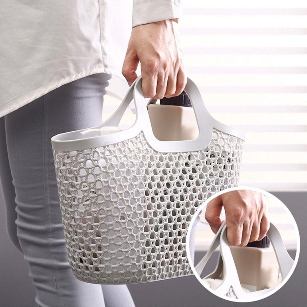 Multifunctional Shower Basket Drainable Bath Basket Portable Hollow Out Storage Basket