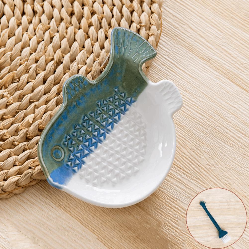 Fish Hand Garlic Ginger Masher Ceramic Seasoning Dipping Dish Garlic Ginger Grater Household