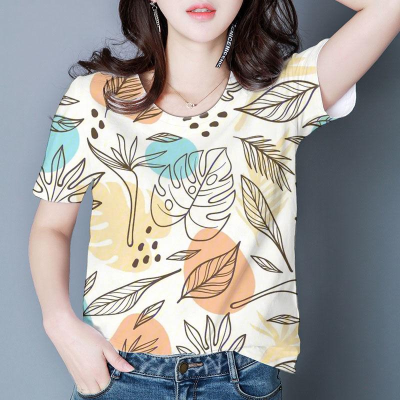 Women's Flower Print Daily Top Versatile Comfortable Short Sleeve Casual T-Shirts Women’s