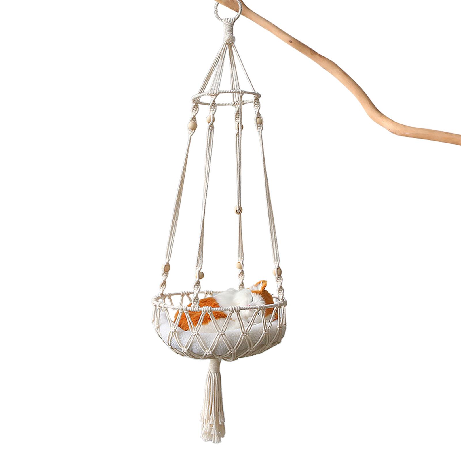 Макраме Гамак для Кошки На Окно Подвесная Кровать для Кошки Для Гостиной Спальни Квартиры Декор Комнаты в Стиле Бохо Плавающая Полка для Кошки Для Маленькой