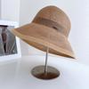Outdoor Foldable Women Straw Bucket Hat Solid Color Wide Brim Summer Travel Sun Caps Breathable Fisherman Hat