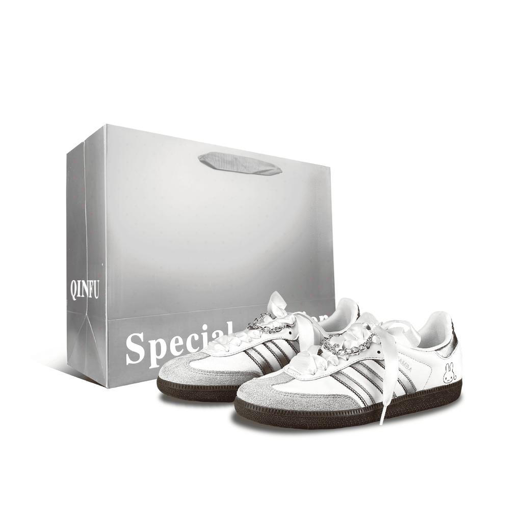 Adidas Originals SAMBA OG Low top German Army Trainers Unisex Silver White B75806(Team1005-)