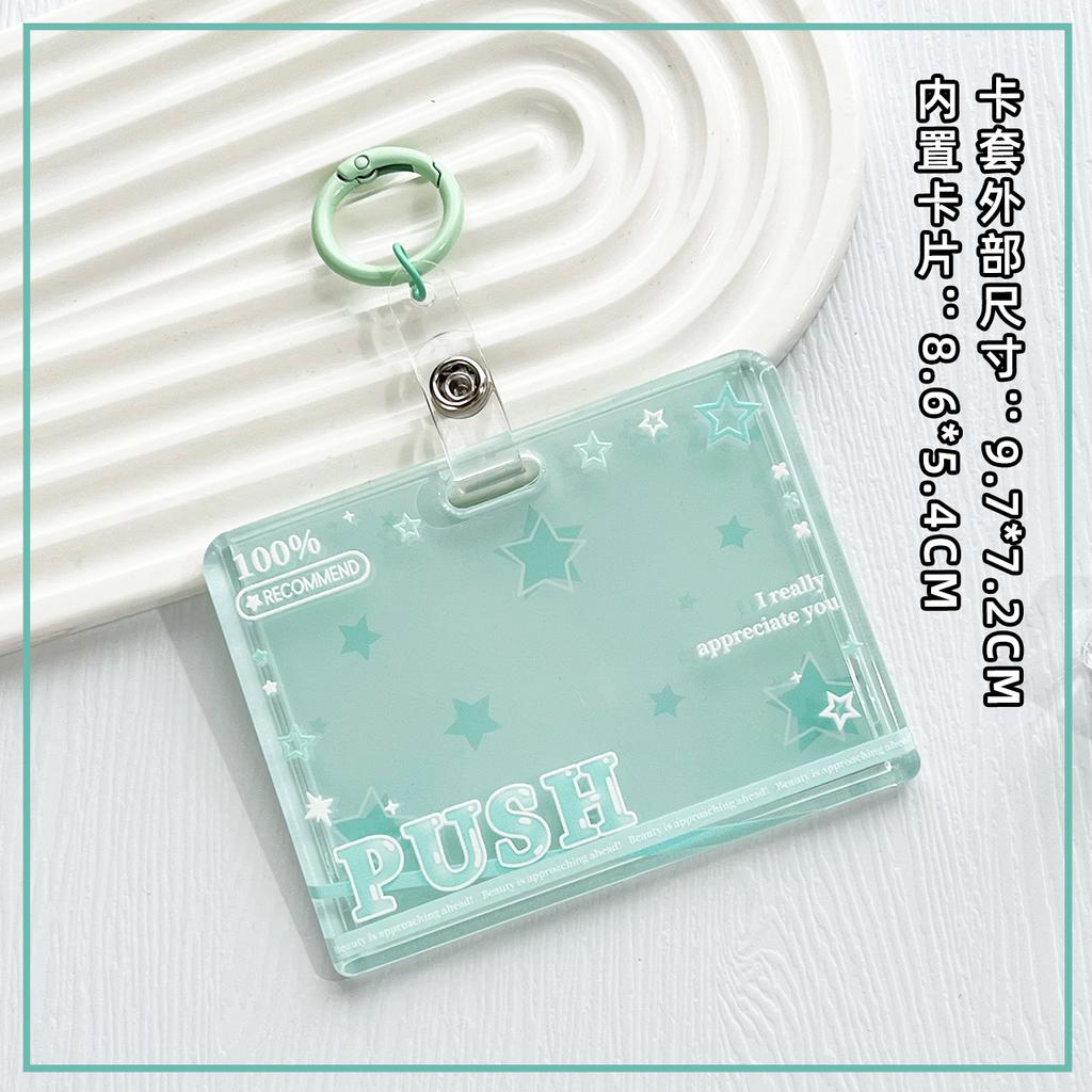 Student Clear Card Case Bus Cards Sleeve Sliding Horizontal Id Card Holder Transparent Employee Work Card Holder with Lanyard