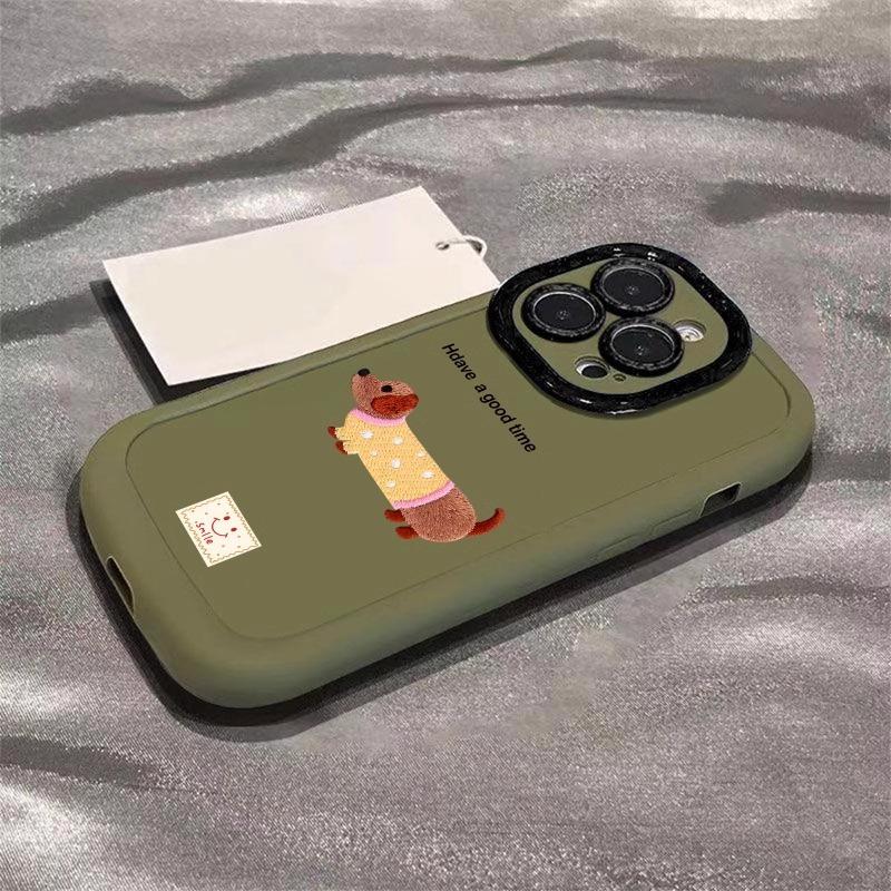 

Подходит для Apple 16promax Чехол для мобильного телефона Симпатичная такса Собака Раскрашенный Iphone15plus Puff 14 Мультфильм 13 iPhone 11