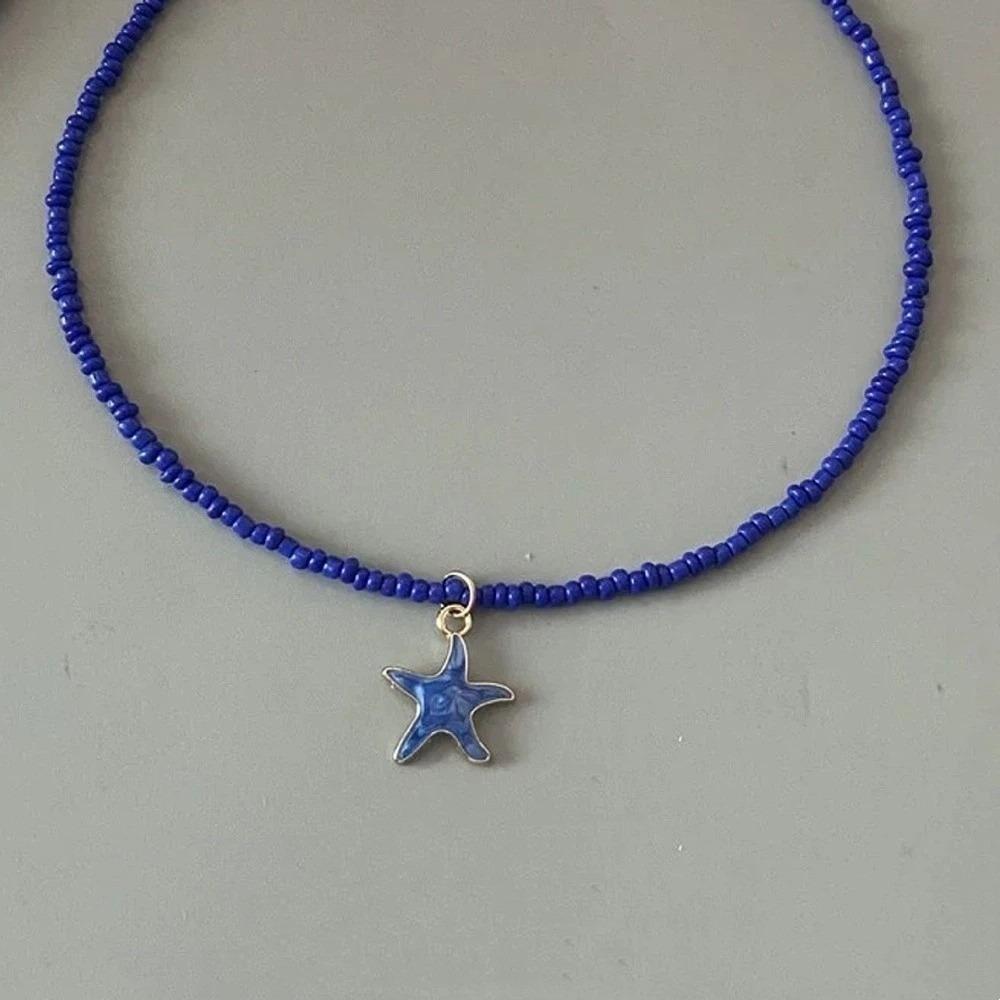 

Cute Starfish Necklace Beads Romantic Choker Gift Short Women Necklace Beach Style A