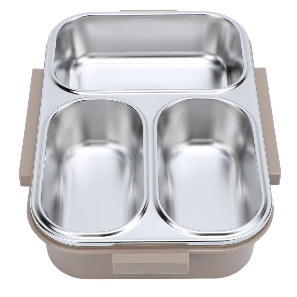 1.2L Lunch Box Container 304 Stainless Steel 3 Compartments Portable Detachable Food Warmer Food Container Khaki